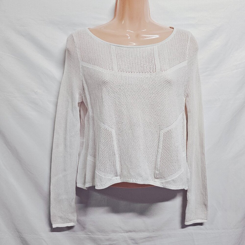 Ramy Brook Short Net Top Blouse Women Size XS White Long Sleeve